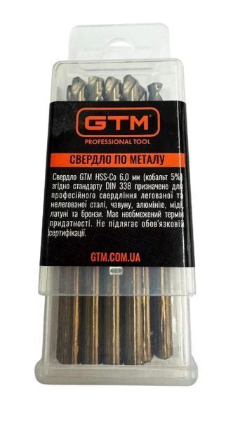 Свердло 6,0 мм GTM GTM HSS-Co5 10шт ECo-060K фото